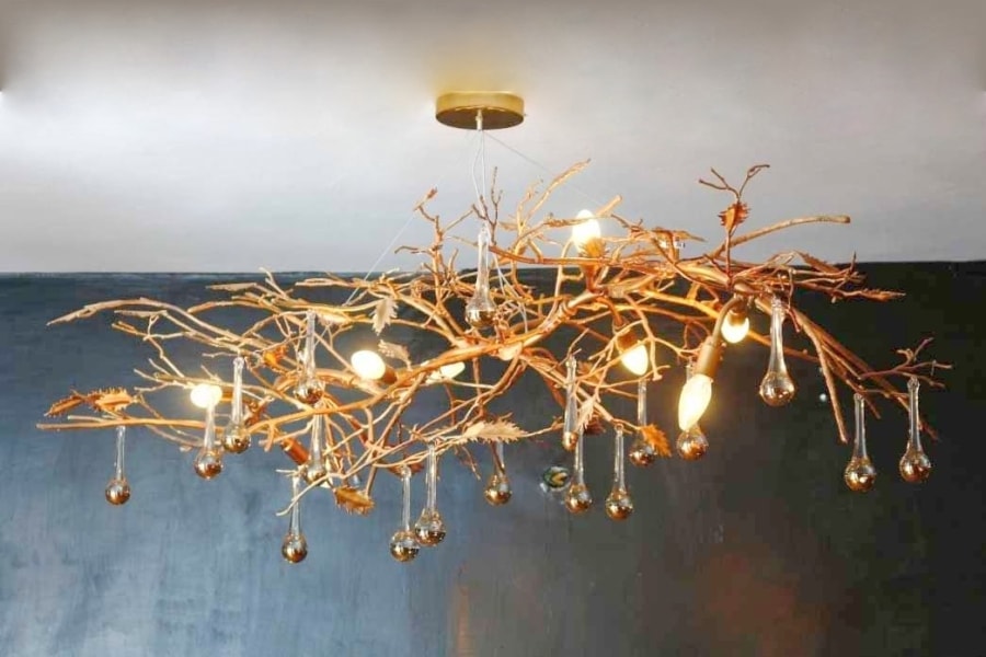Chandelier In Home And Office, Tree Root Light Fixture