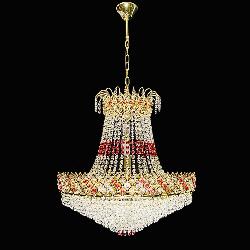 The Royal Design Golden Colour and Red Crystal Decor Chandelier