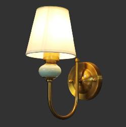 Antique Design With Fabric Shade Golden Finish Wall Mount Lamp For Bedroom and Living Room